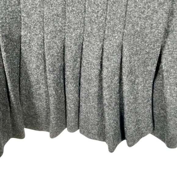 charles nolan couture wool pleated wrap flounce hem knee-length skirt charcoal 6 - Picture 8 of 16